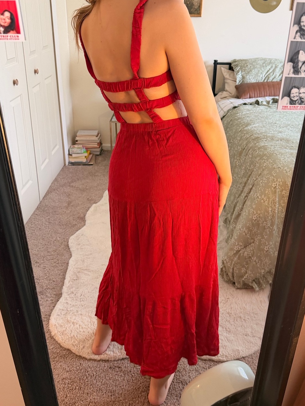 Women’s Red Strappy Back Midi Dress